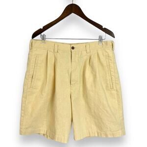 Shorts Linen Cotton Blend Vintage Pleated Classic Coastal Tennis Golf Mens Sz 36